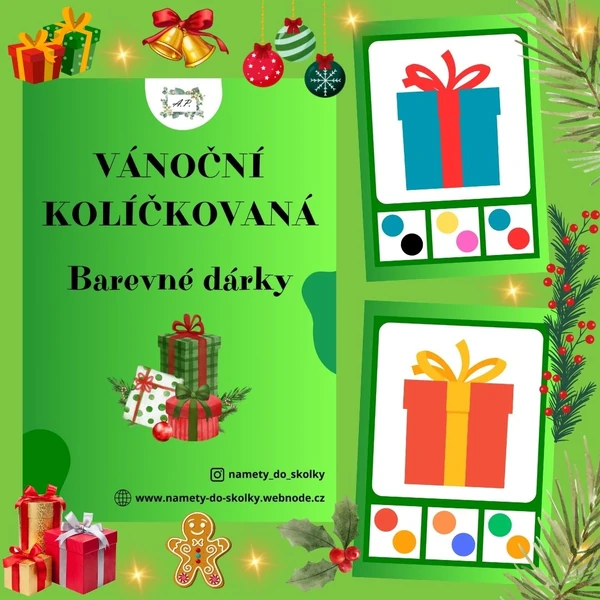 Vánoční kolíčkovaná - barevné dárky 