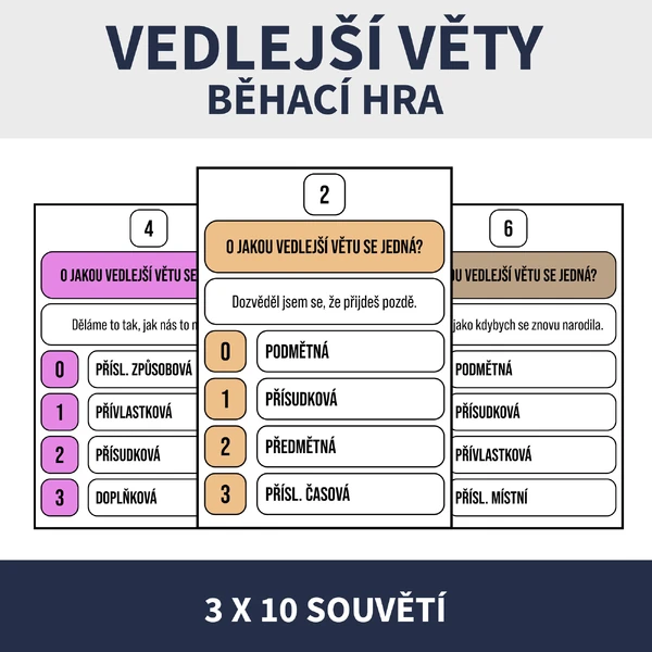 VEDLEJŠÍ VĚTY - BĚHACÍ HRA (3 LEVELY)