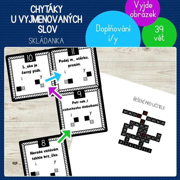 Chytáky u vyjmenovaných slov - skládanka