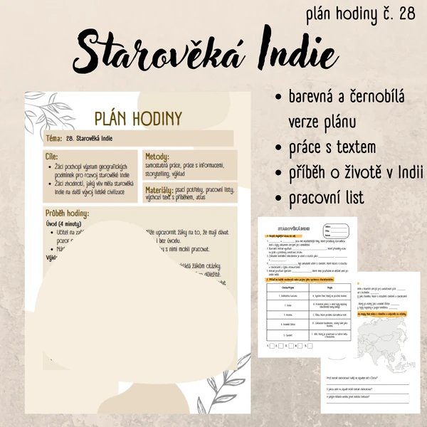 Plán hodiny (28) - 6. třída - Starověká Indie, způsob života