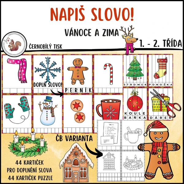 Napiš slovo - Vánoce, zima