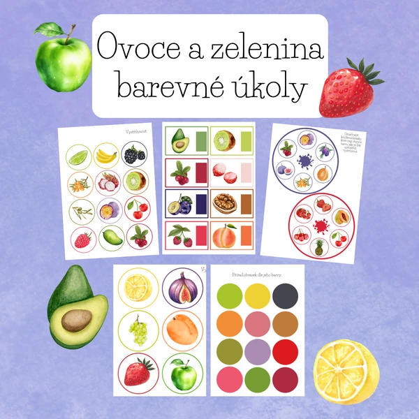 Ovoce a zelenina barevné úkoly