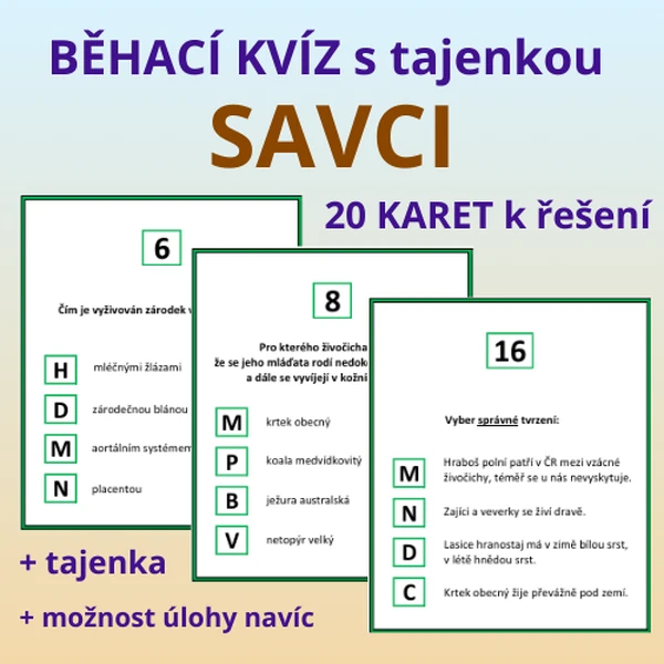BĚHACÍ KVÍZ s tajenkou – SAVCI