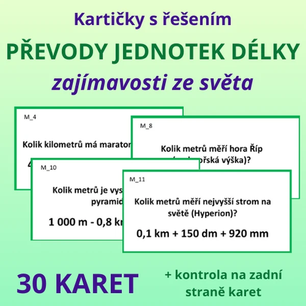 Kartičky s řešením – zajímavosti ze světa – převody jednotek délky