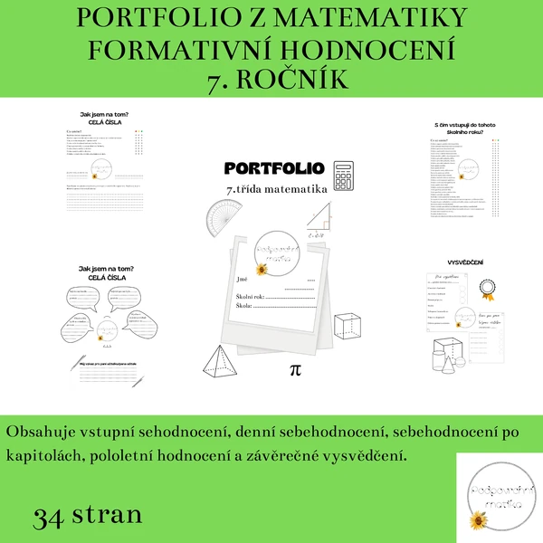 Portfolio z matematiky, formativní hodnocení - 7. ročník