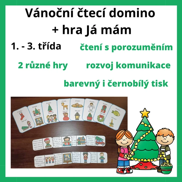 Vánoční čtecí domino + hra Já mám