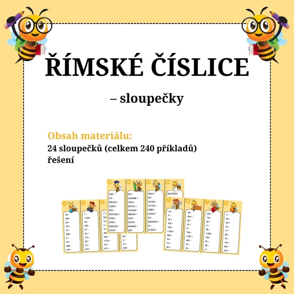 ŘÍMSKÉ ČÍSLICE - sloupečky