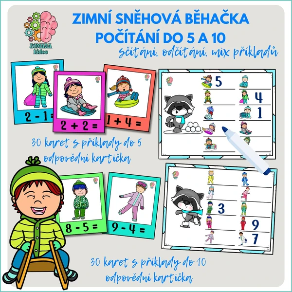 Zimní sněhová běhačka - počítání do 5 a 10