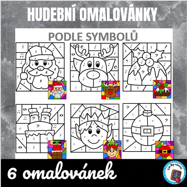 Hudební omalovánky podle symbolů