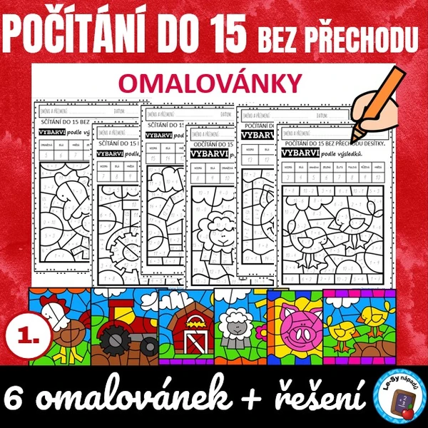 Počítání do 15 s omalovánkou - farma