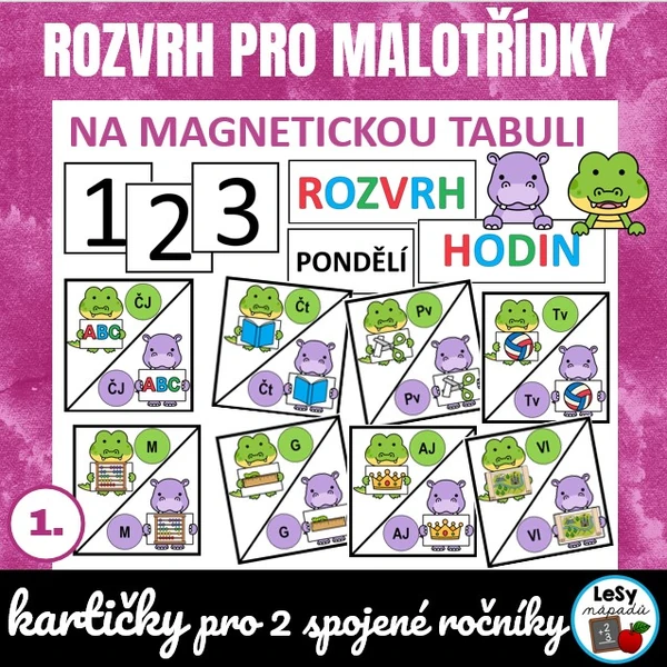 Rozvrh hodin pro malotřídku velký - hroch a krokodýl