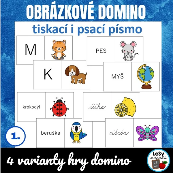 Obrázkové domino - 4 tvary písma