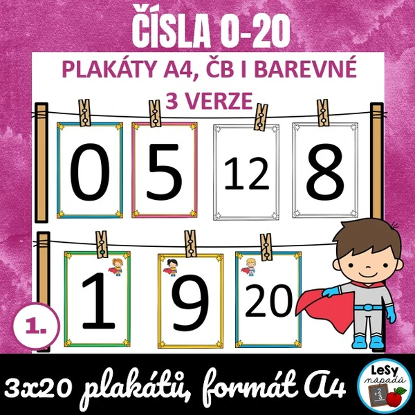 Čísla do 20 s barevným rámečkem