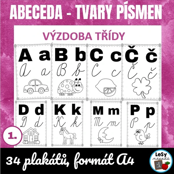 Abeceda - tvary písmen, čb