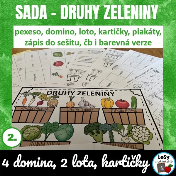 Druhy zeleniny - sada materiálů