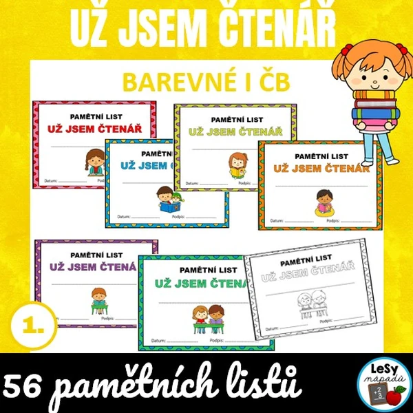 Už jsem čtenář - pamětní list