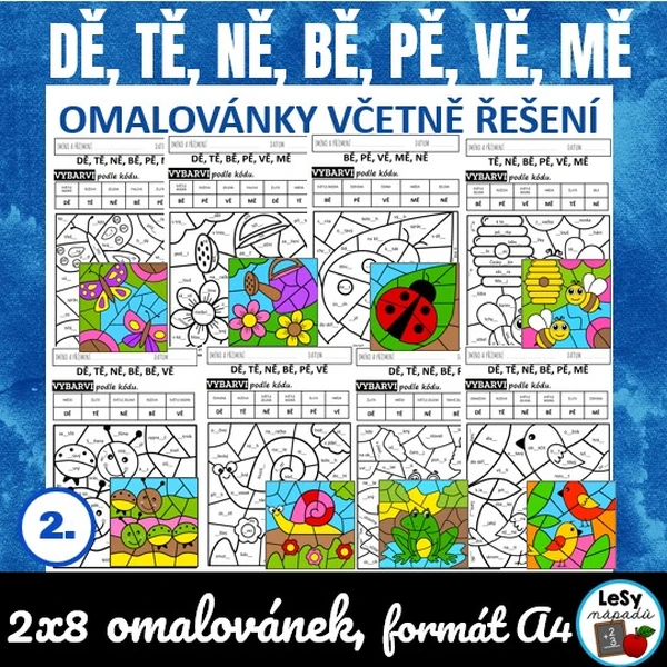 Dě, tě, ně, bě, pě, vě, mě - omalovánky