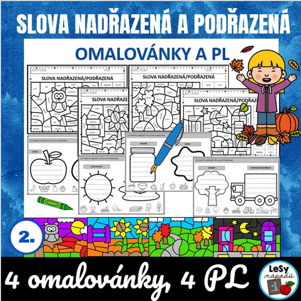 Slova nadřazená a podřazená - omalovánky