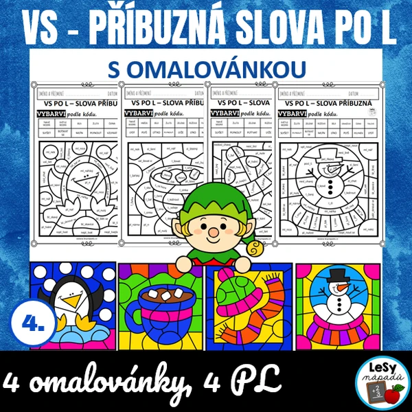 Vyjmenovaná slova po L - příbuzná slova s omalovánkou