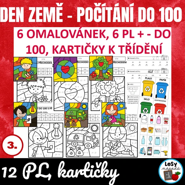 Den Země - počítání do 100 s omalovánkou