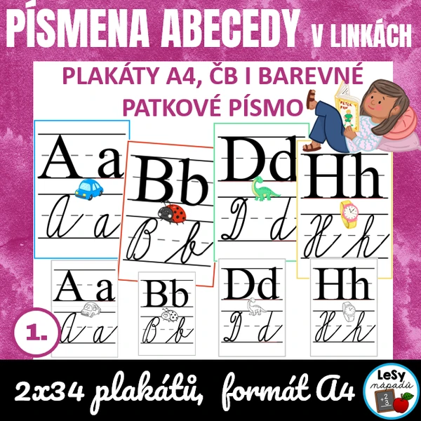 Písmena abecedy v linkách - patkové písmo