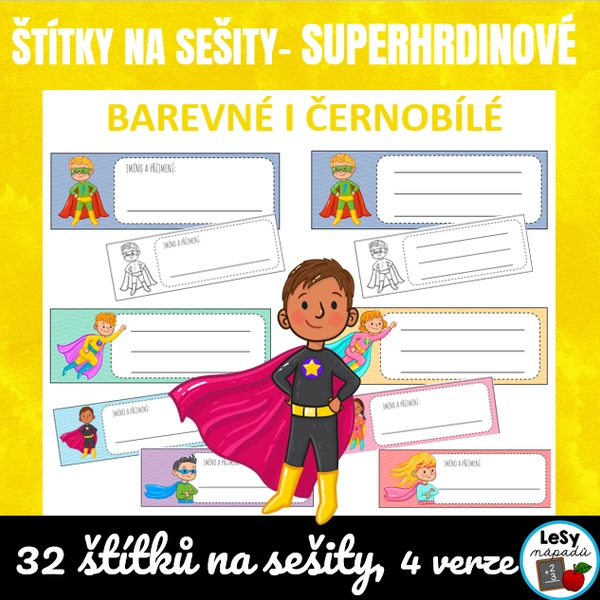 Superhrdinové - štítky na sešity