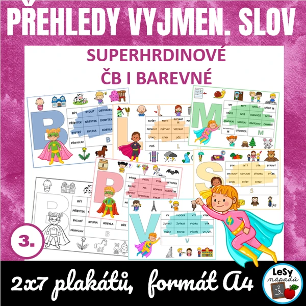 Superhrdinové - přehledy vyjmenovaných slov
