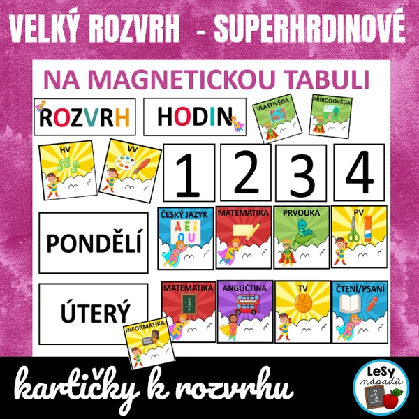 Superhrdinové - velký rozvrh hodin do třídy