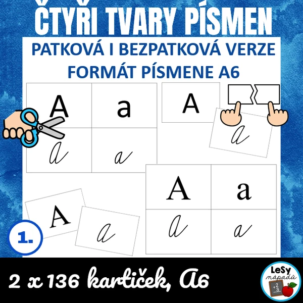 Čtyři tvary písmen - kartičky