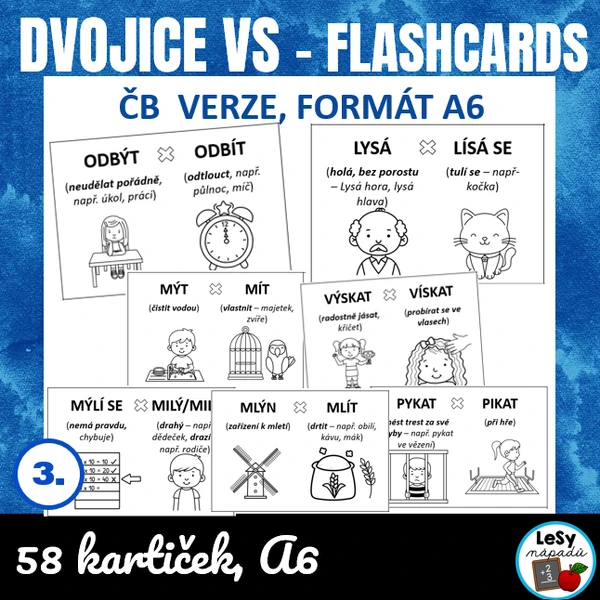 Dvojice vyjmenovaných slov - flashcards, čb verze