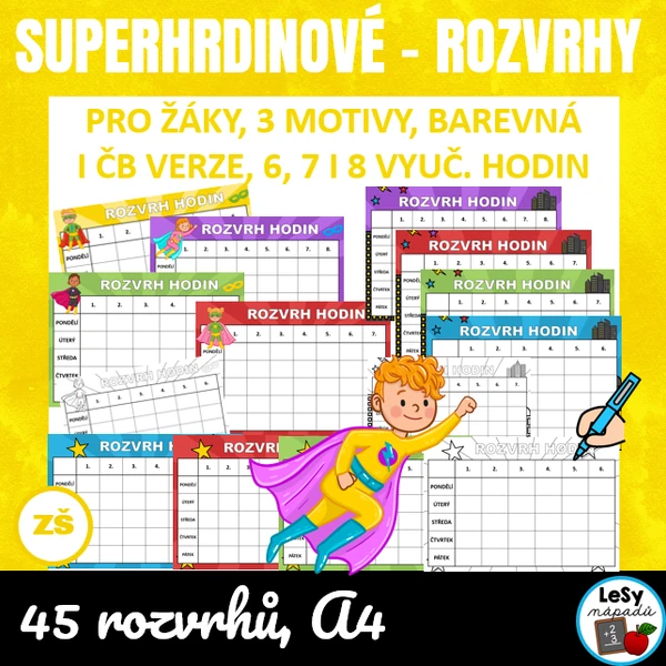 Superhrdinové - rozvrh hodin pro žáky