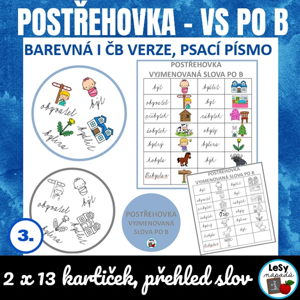 Vyjmenovaná slova po B - postřehovka (psací písmo)