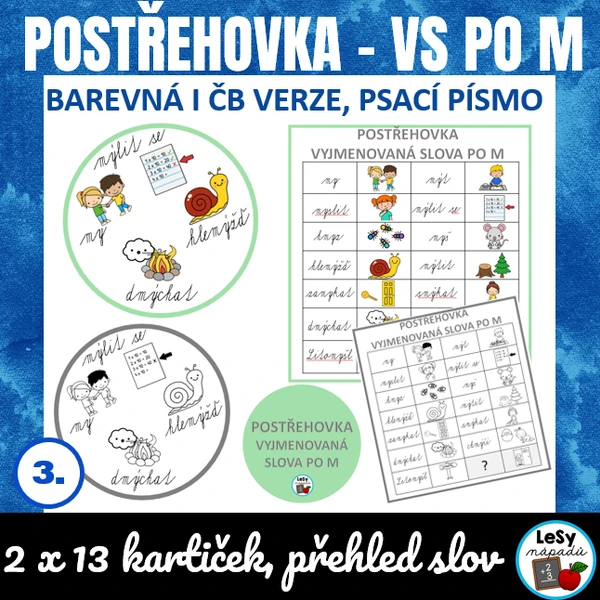 Vyjmenovaná slova po M - postřehovka (psací písmo)