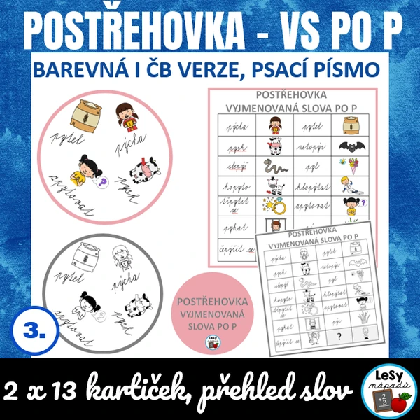 Vyjmenovaná slova po P - postřehovka (psací písmo)
