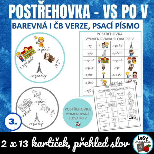 Vyjmenovaná slova po V - postřehovka (psací písmo)