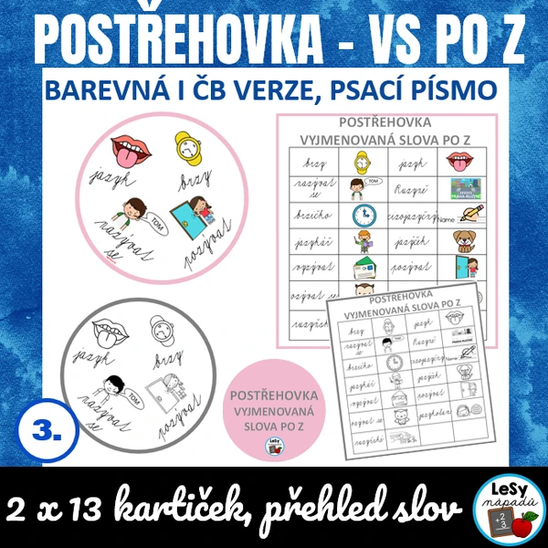 Vyjmenovaná slova po Z - postřehovka (psací písmo)