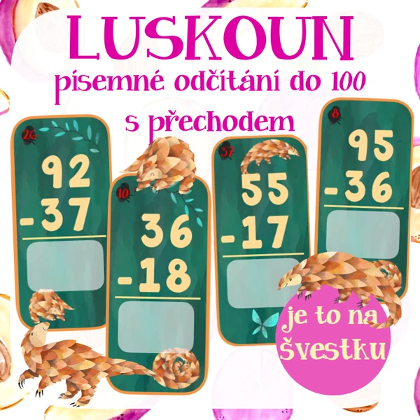 Písemné odčítání do 100 s přechodem