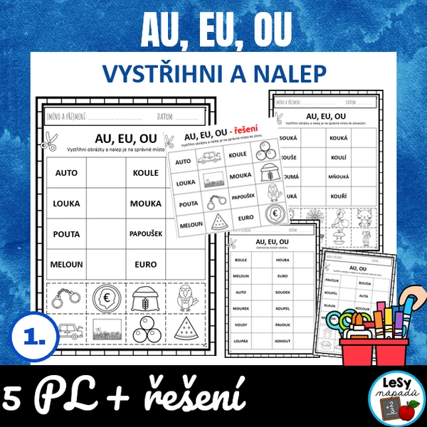 Au, eu, ou - vystřihni a nalep