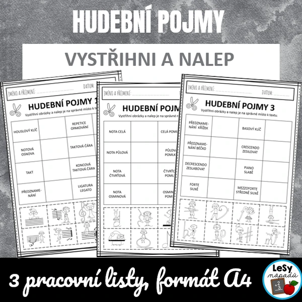 Hudební pojmy - vystřihni a nalep