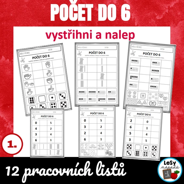 Počet do 6 - vystřihni a nalep