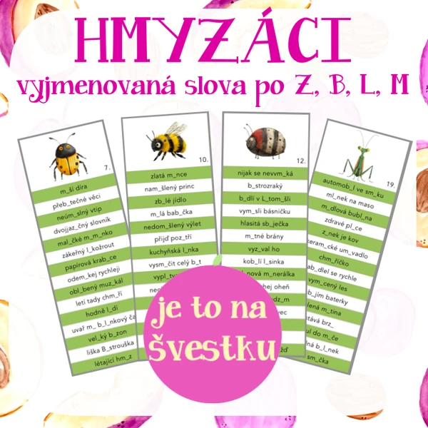 Hmyzáci - vyjmenovaná slova po Z, B, L, M
