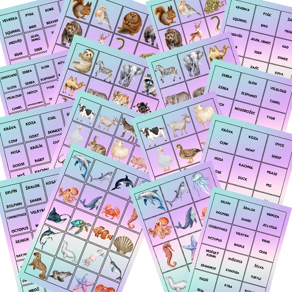 Animals - flash cards, memory cards
