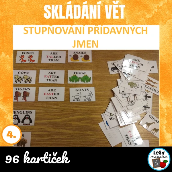 AJ: Skládání vět - stupňování přídavných jmen se zvířaty