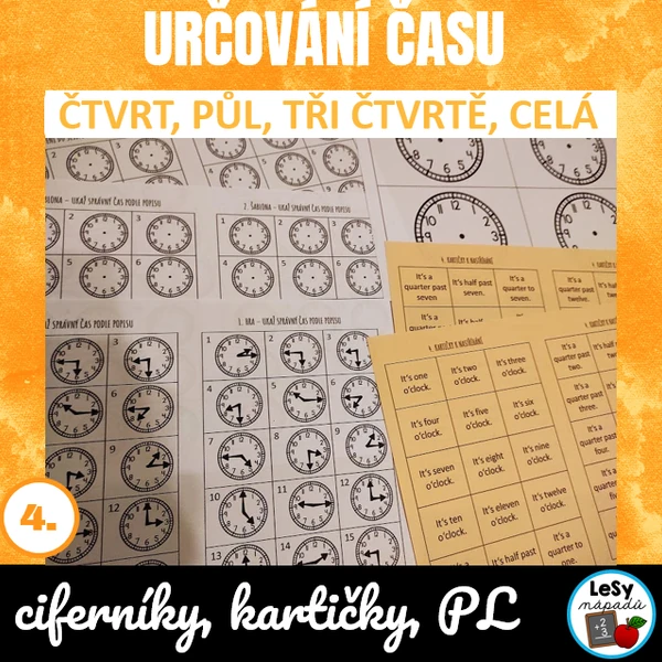 AJ: Určování času - ciferníky s kartičkami