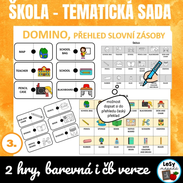 AJ: Obrázkové domino - škola