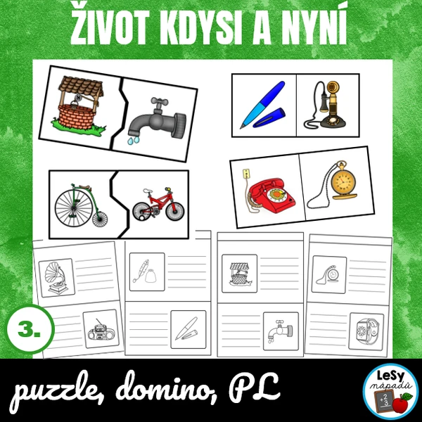 Život kdysi a nyní - puzzle, domino, PL