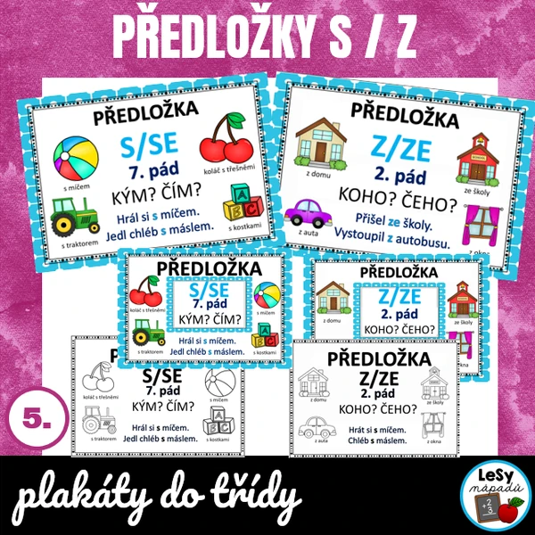 Předložky s, z - výukové plakáty
