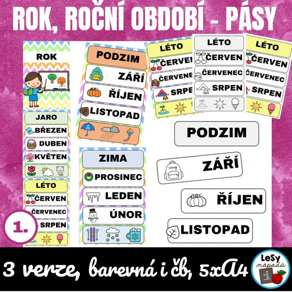 Rok, roční období, měsíce v roce - pásy