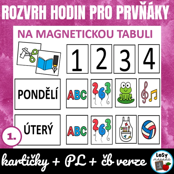 Rozvrh hodin se symboly pro prvňáčky - velký