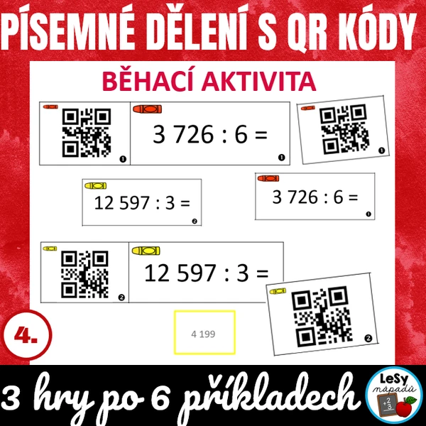 Písemné dělení s QR kódy - jednociferný dělitel